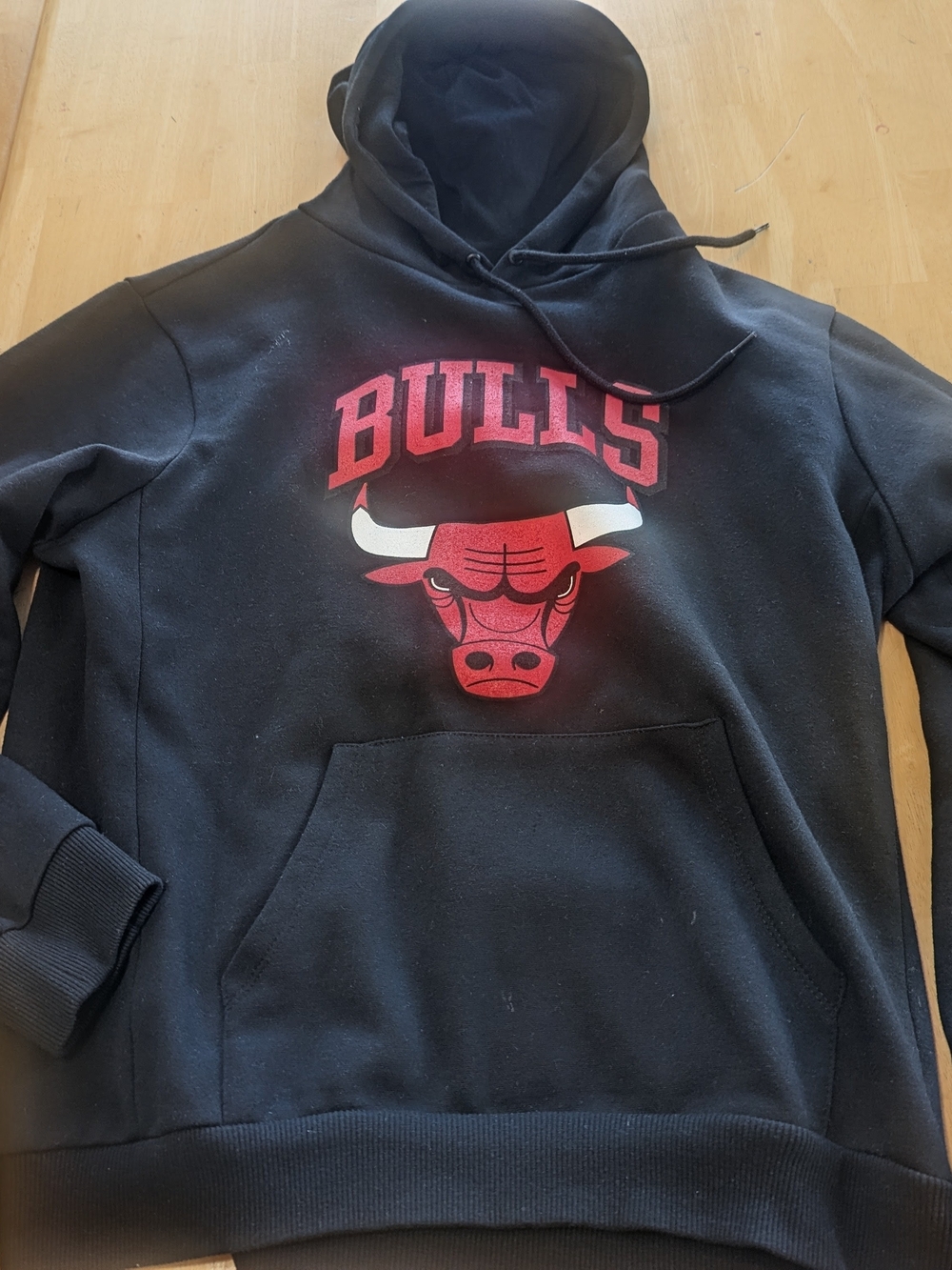 NBA Chicago Bulls Black and Red Crewneck Hoodie